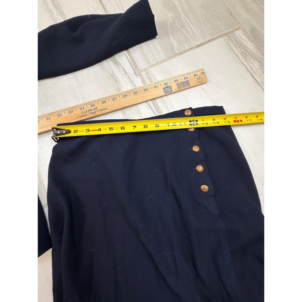 Vintage Lauren Ralph Lauren Navy Blue Wool Skirt Suit Gold Crest Buttons Size 12 - Picture 6 of 13